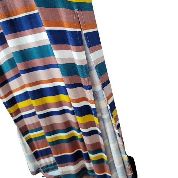 Eloquii Elements Striped Maxi Dress Multi Plus Size 22 24 Short Sleeve Cut Out - Picture 3 of 8